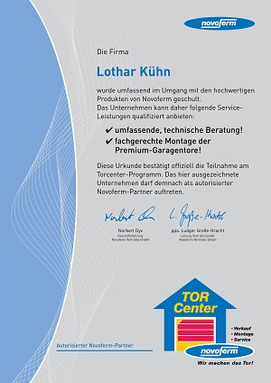 Lothar Kühn - Autorisierter Partner der Fa. Novoferm GmbH & Co. KG